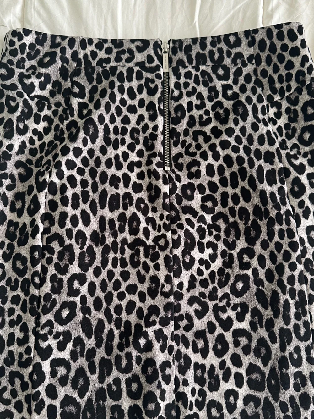 Michael Kors Black and White Leopard-Print Pencil Skirt
